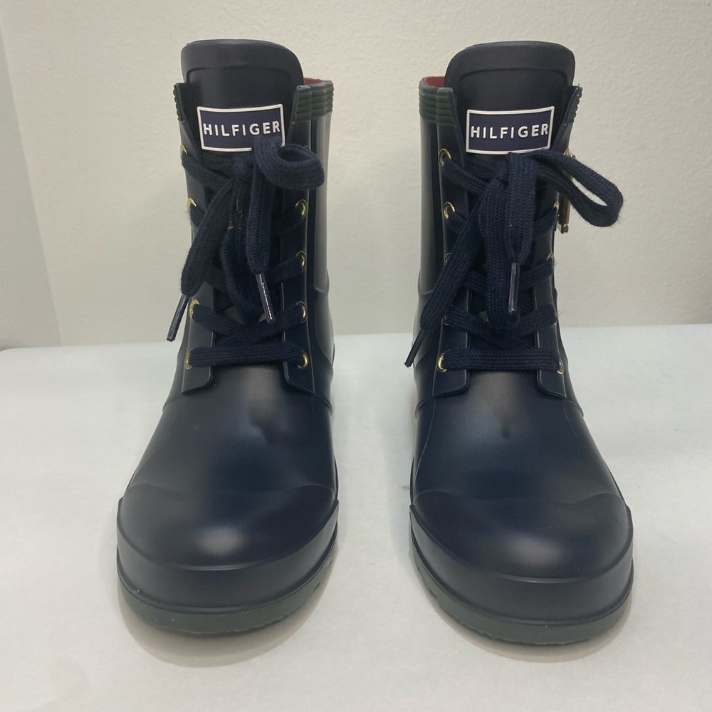 Tommy Hilfiger Rain Boot w/Waterproof Side Buckle Navy/Green - Picture 3 of 6